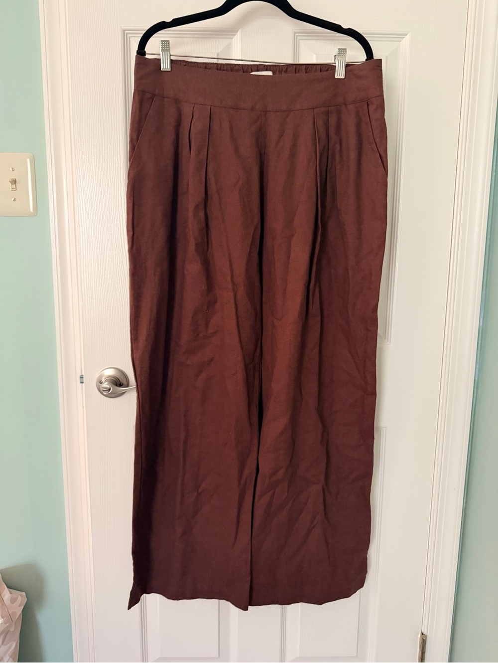 Abercrombie & Fitch Brown Rust Wide Leg Linen Trousers
